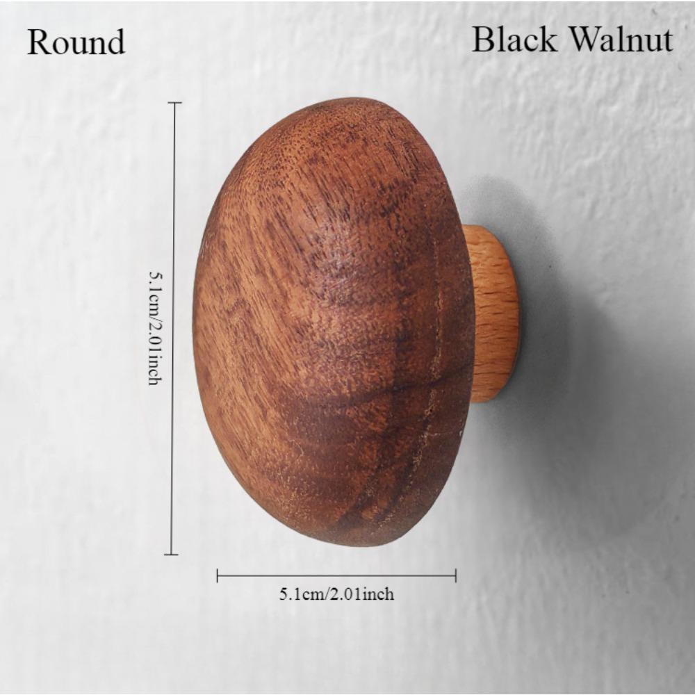 Nordic creative solid wood pebble-shaped cabinet door drawer handle black walnut