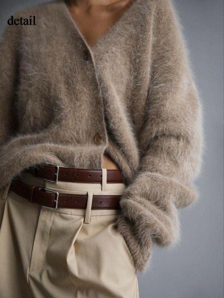 Spring and Autumn Imitation Mink Cardigan Long Sleeve Knitted Women's Tops Casual Comfort Chic Knitwear Sweater