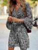 Abito boho casual estivo da donna con stampa floreale, maniche a sbuffo, vita alta, abiti da spiaggia midi