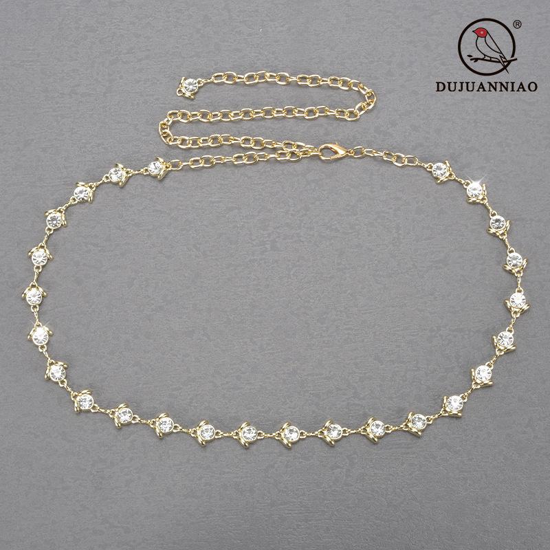Decorative Waist Chain Female Jewel Inlaid Fine Metal Belt Dress Waist Accessories Skirt Chain