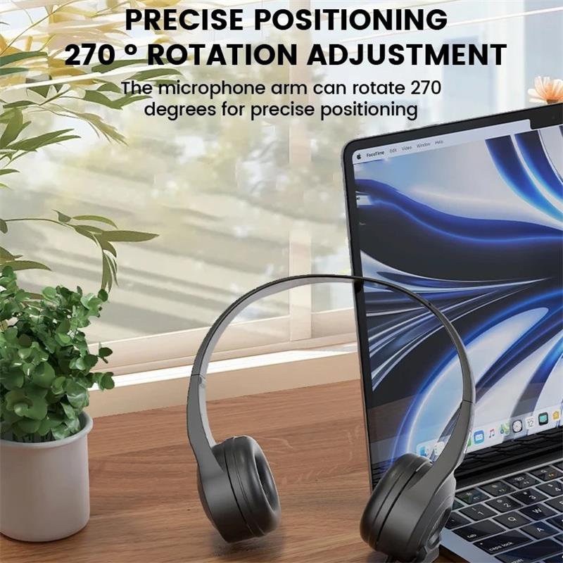 Lenovo E01 Wired Gaming Headphone W/ Rotatable HD Microphone Control Switch Learning Office Earphone Stereo Operator Headset for Online Class