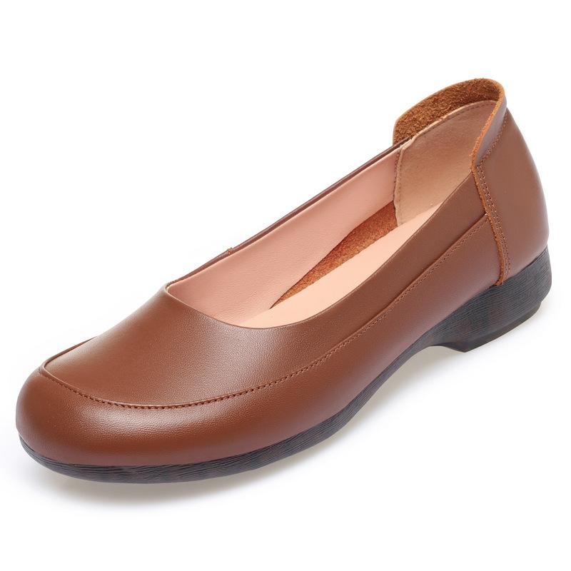 Fashion Genuine Leather Women's Shallow Mouth Single Shoes Women Pumps Fashion Large Size Low Heels Cozy Soft Soles Loafers Casual Shoes