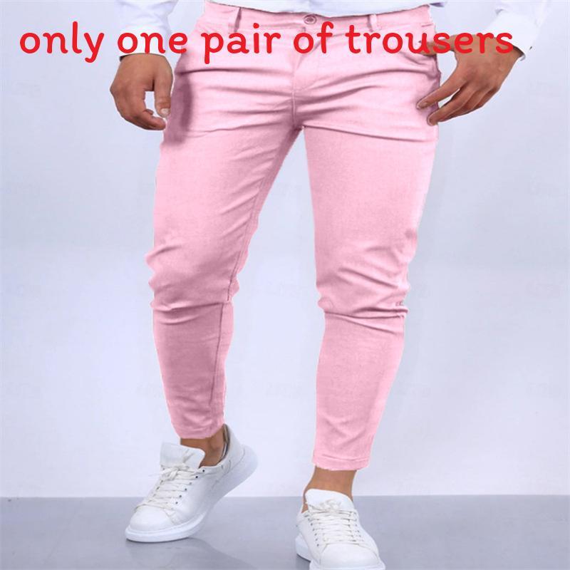 Mens Slim Fit Casual Pants With High Elastic Cotton Blend For Urban Streetwear