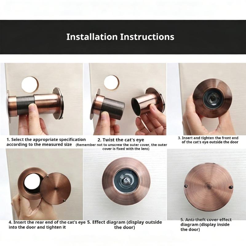 200 Degree Wide Angles Door Viewers Security Door Eye Viewer Peephole Door Hardware for Better Home Security Enduring