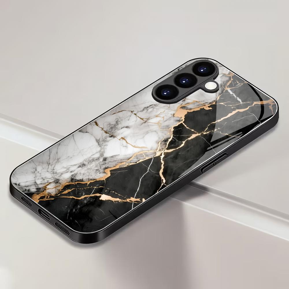 Marble textured pattern tempered glass phone case suitable for Samsung Galaxy S26 S25 S24 S22 S21 S20 FE/Ultra/Plus anti scratch