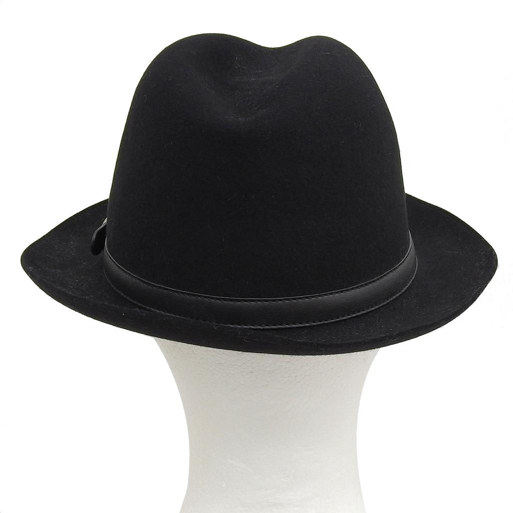 Excellent GUCCI hat 100% Felt Leather Foldover black Rabbit mens M Used