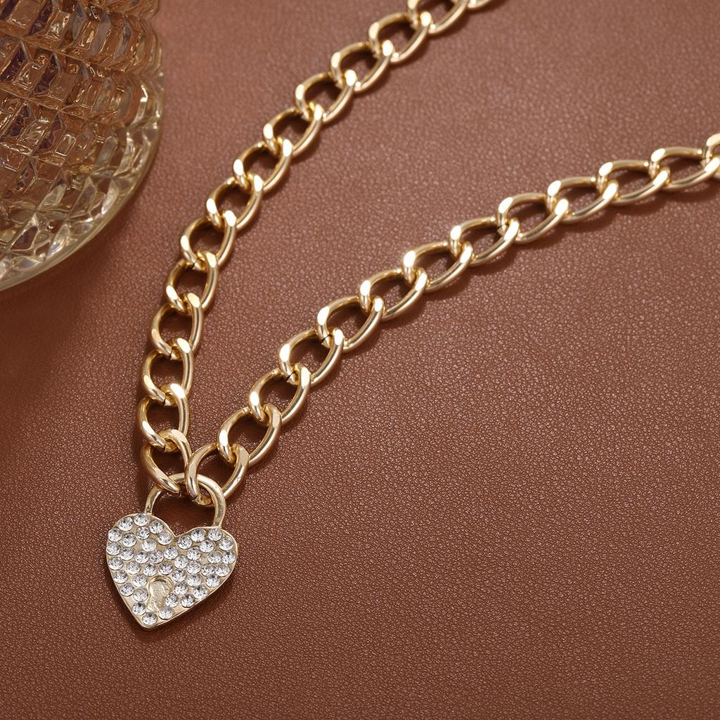 iF ME Luxury Heart Pendant Necklace for Women Crystal Gold Chain Necklaces Accessories Jewelry