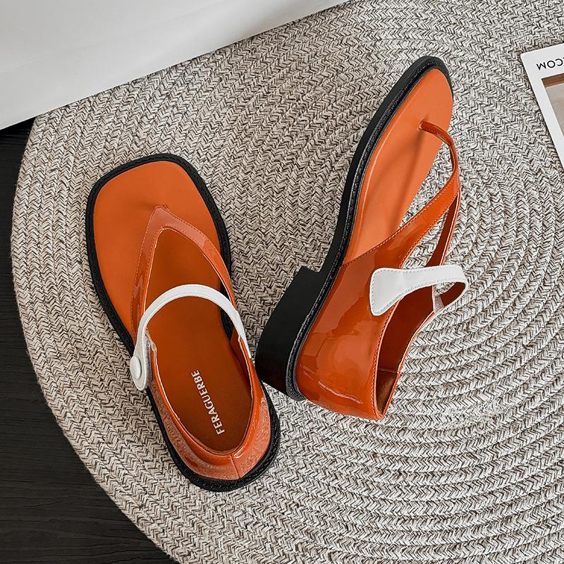 Fashion Black Women's Beach Shoes Thick Sole Soft PU Leather Platform Flat Sandals for Lady 2025 Summer Casual Light Footwear