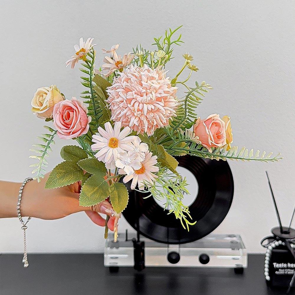 Mehrfarbige Künstliche Rose Grüne Blätter Blumengesteck Künstliche Rosenblüte Schreibtischornament Foto Requisiten Lebensechte Blumen