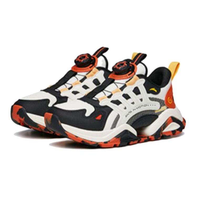 Anta Kids Battle Armor Non-Slip Shock Absorbing Wear-Resistant Breathable Low-Top Running Shoes Kids Sneakers White Black Yellow 312218805-6