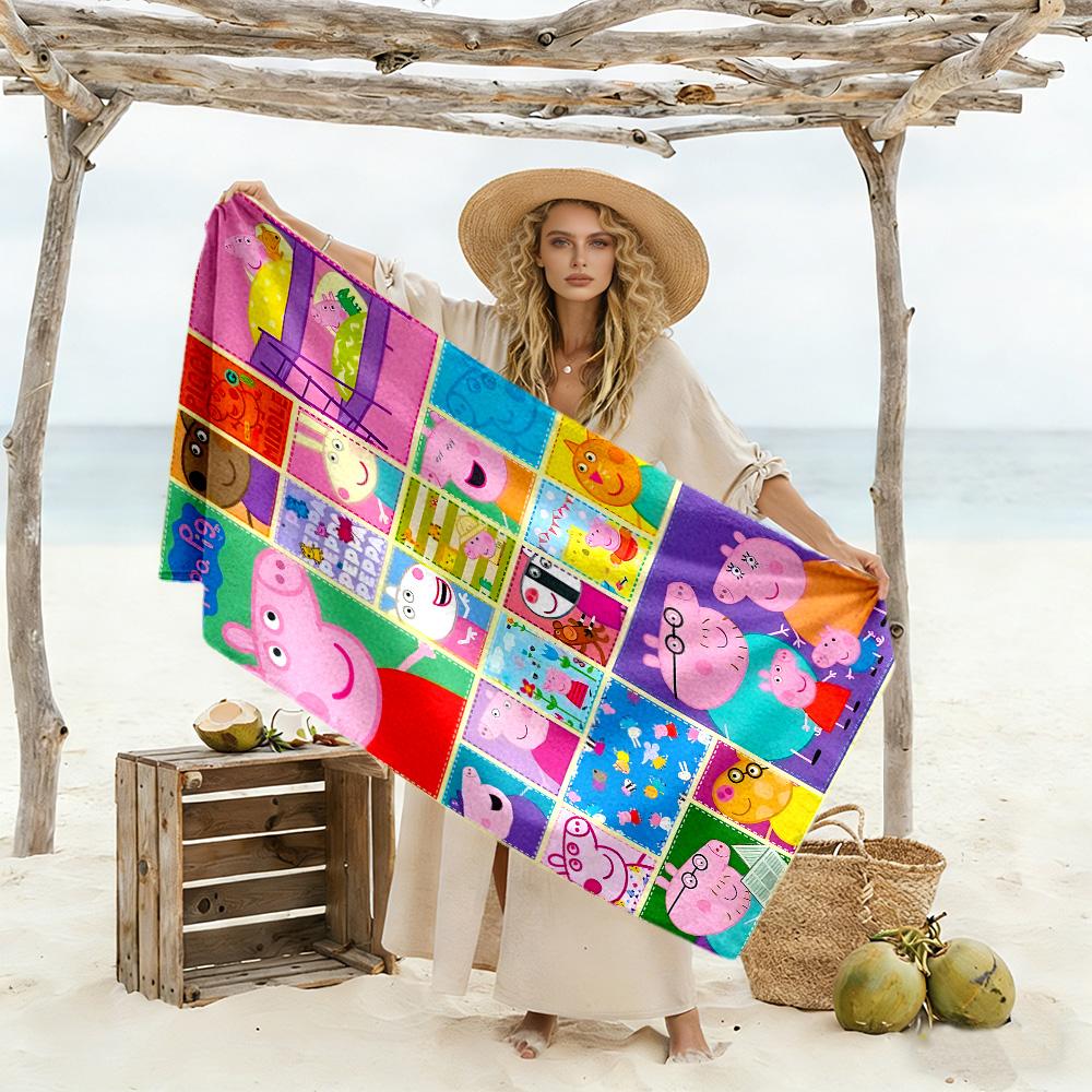 Peppa Pig's Colorful World Beach Towel Soft Durable Quick-Dry Comfortable Lightweight
