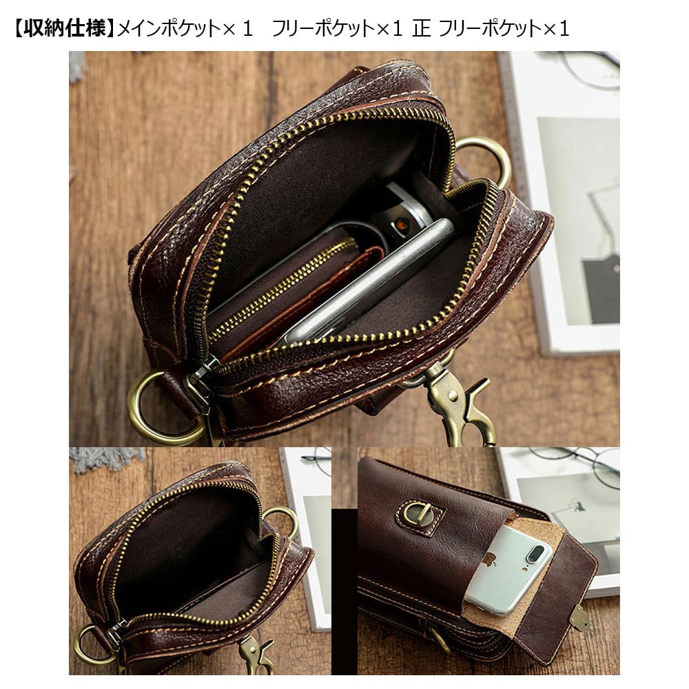 Antique Texture Tanned Natural Cowhide Mini Shoulder Bag Mini Crossbody Bag Chest Bag Mini Waist Bag Waist Pouch Motorcycle Belt Pouch Genuine Leather