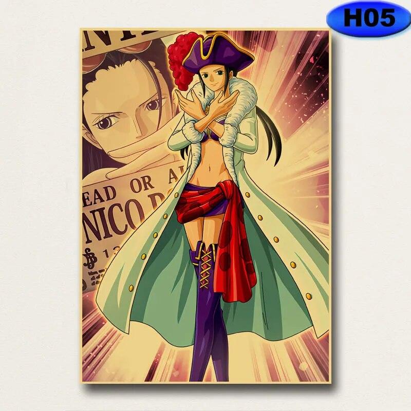 Vintage Anime ONE PIECE Posters Kraft Paper Retro Poster Wall Art Painting Study Home Living Room Bar Decoration Pictures Wall Stickers
