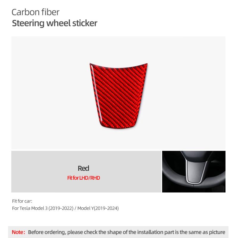 For Tesla Model 3 2019-2026 Model Y Carbon Fiber Steering Wheel Trim Patch Anti-Scratch Sticker Car Interior Tuning Accessories