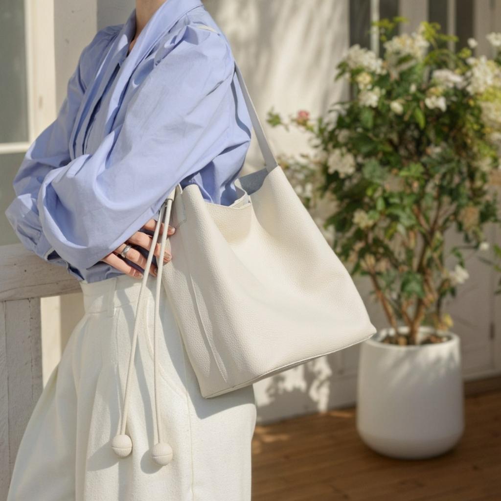 Bucket Bag, Light Luxury Hobo Women's Top Layer Cowhide Tote Bag, Commuting Large Capacity Shoulder Bag, Genuine Leather Women's Bag