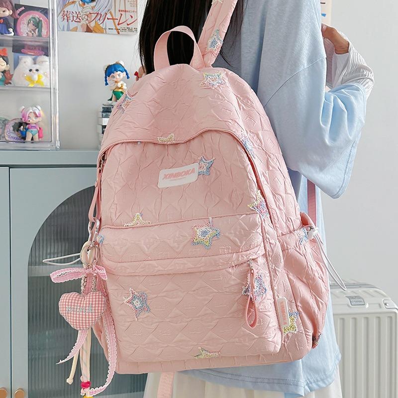 Star Schoolbag Female Junior High School Students Cute Versatile Large Capacity Backpack High Value Student Backpack Trend