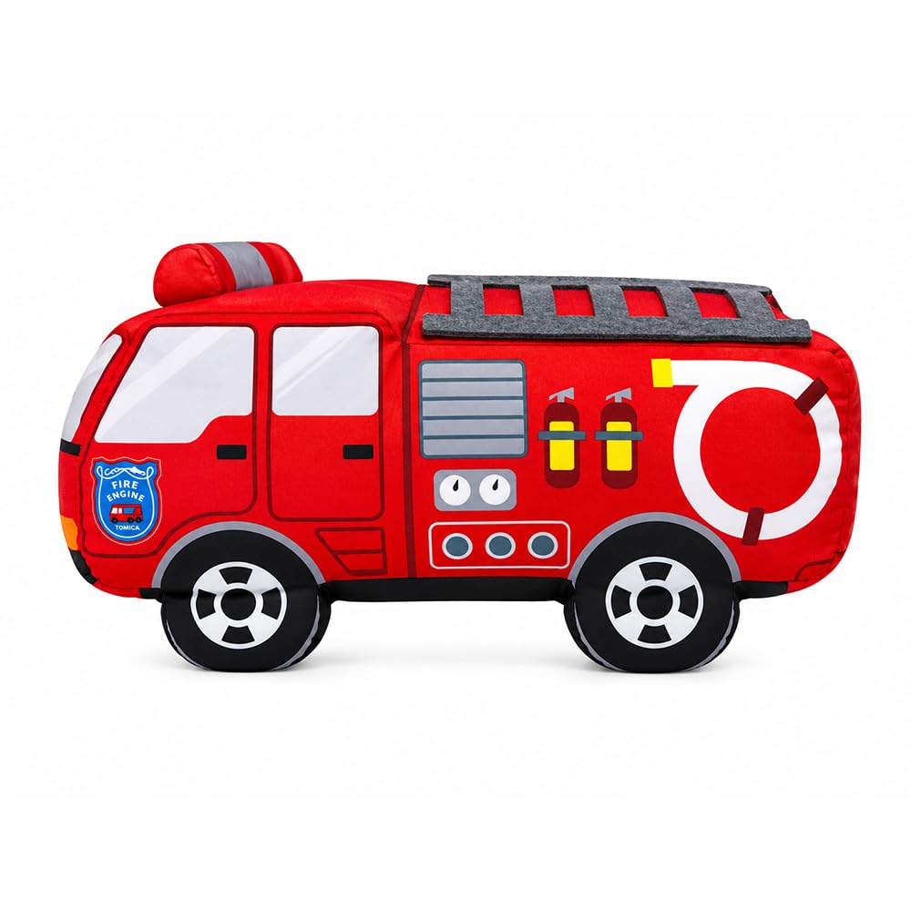 Two Types Available: Tomica Extra Large Plush Toy Fire Truck Selection Official Cushion (approx. 40cm) and Pump Truck.