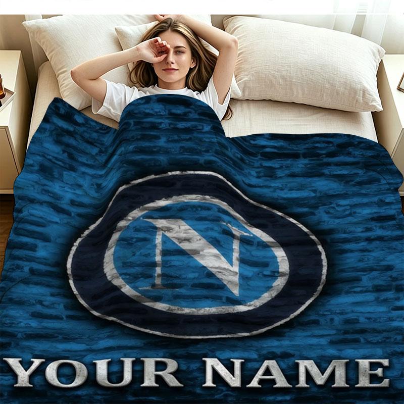 1PC SSC Napoli Custom Name Patterned Flannel Blanket Suitable For All Seasons for Home Decor Warmth and Comfort Gifts Holiday Present