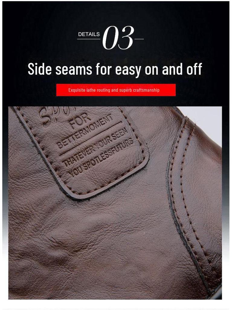 Men's Genuine Leather Martin Boots: High-Top Winter Business Casual with Wool Lining