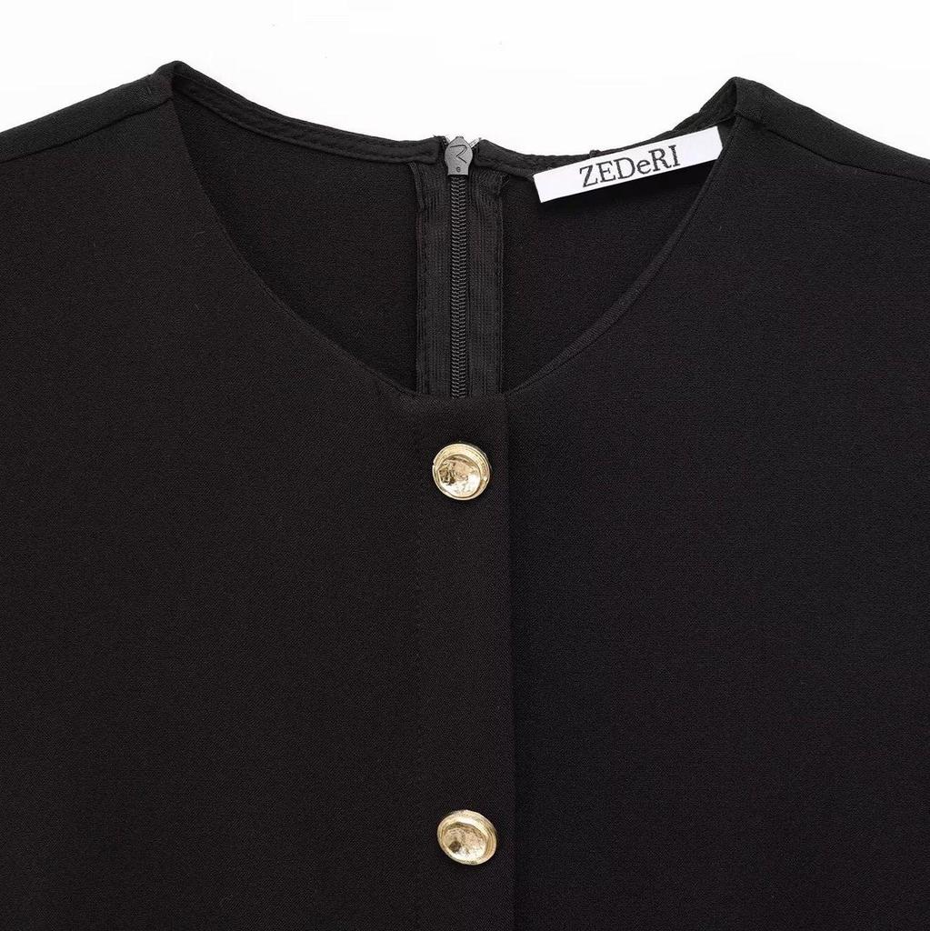 Vestido Midi Crepe Sem Mangas com Cinto Primavera 2025: Estilo Europeu-Americano