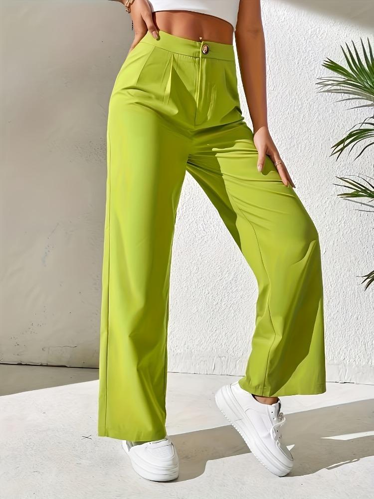 Calças de Fato Femininas de Cintura Alta e Perna Larga Primavera/Verão com um Corte Reto Fluido e Relaxado para um Look Emagrecedor, Versátil e Casual