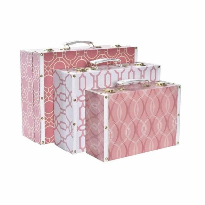 Set de boîtes décoratives - DKD Home Decor - Toile Bois - 40 x 31 x 15 cm - 3 pièces - Contemporain