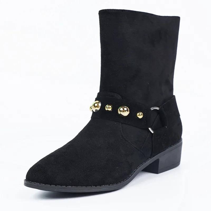 Fashion 2025 Trend Women Suede Chelsea Ankle Boots Chunky Shoes Winter New Fashion Walking Shoes Retro Fad Goth Pumps Dress Botas Mujer