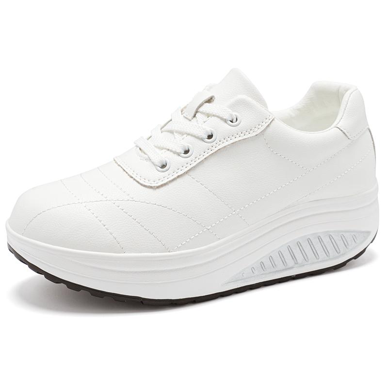 

Women s Sneakers Height Increase White Leather Platform Casual Simple Thick Sole Elevator Shake Shoes EU:40 белый