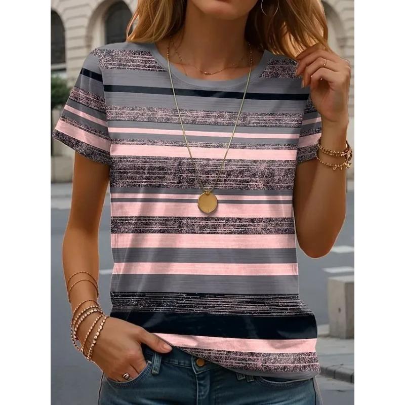 3D Printed Summer Women s T-Shirt Fashion Breathable Versatile Trend XS