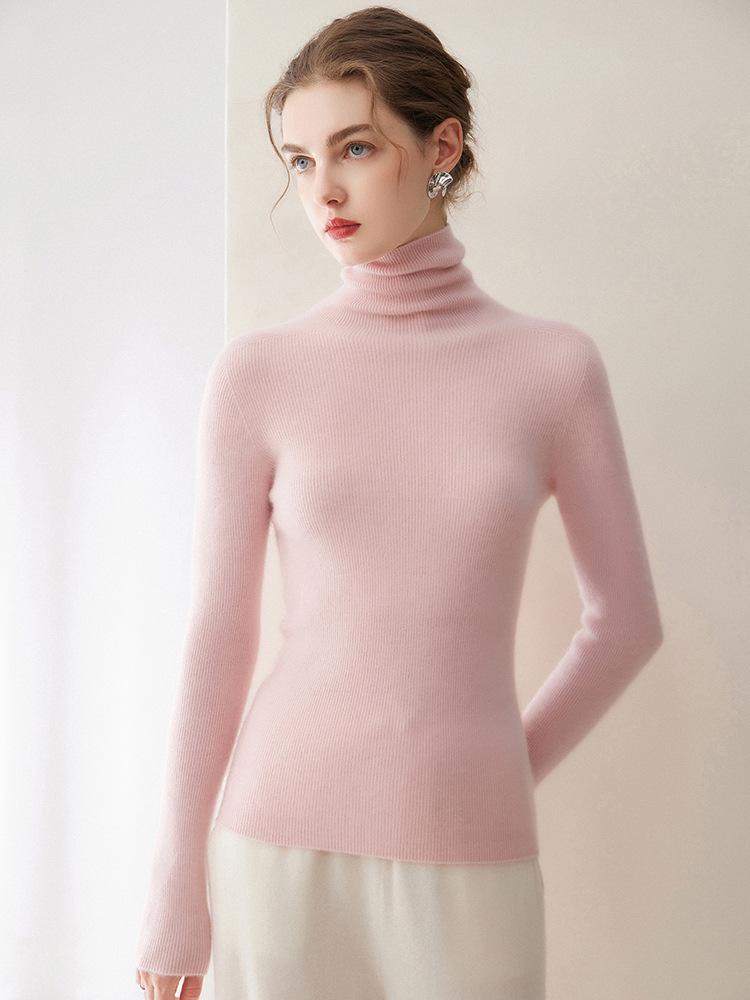 Women's Slim Fit High-Neck Pure Cashmere Sweater, Perfect for Autumn/Winter, Flattering Base Layer Knitwear by Consinee.