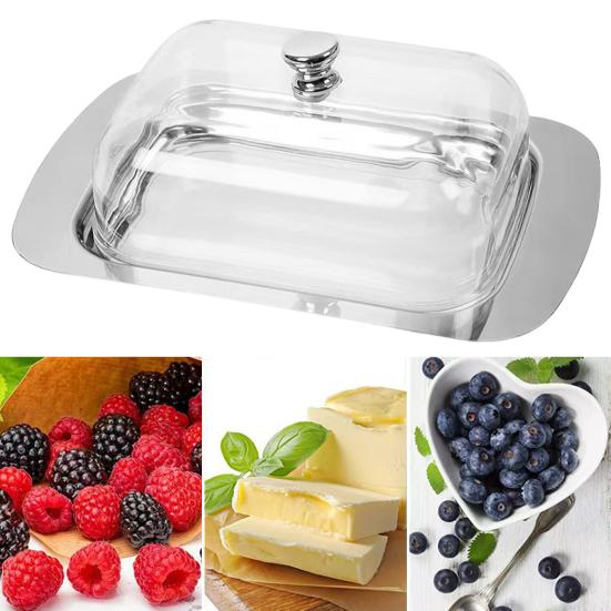 Stainless Steel Butter Box with Lid Airtight Butter Dish for Countertop Fridge Butter Keeper Tray for Cream Cheese