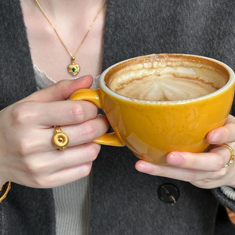 Xiaohongshu Hot Item: Unisex Ancient Style Ping'an Buckle Ring with Golden Sunflower Design