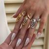 Stainless Steel Line Ring for Men Women Wave Design Adjustable Open Ring Exquisite Colorfast Couple Jewelry Accessories Gifts