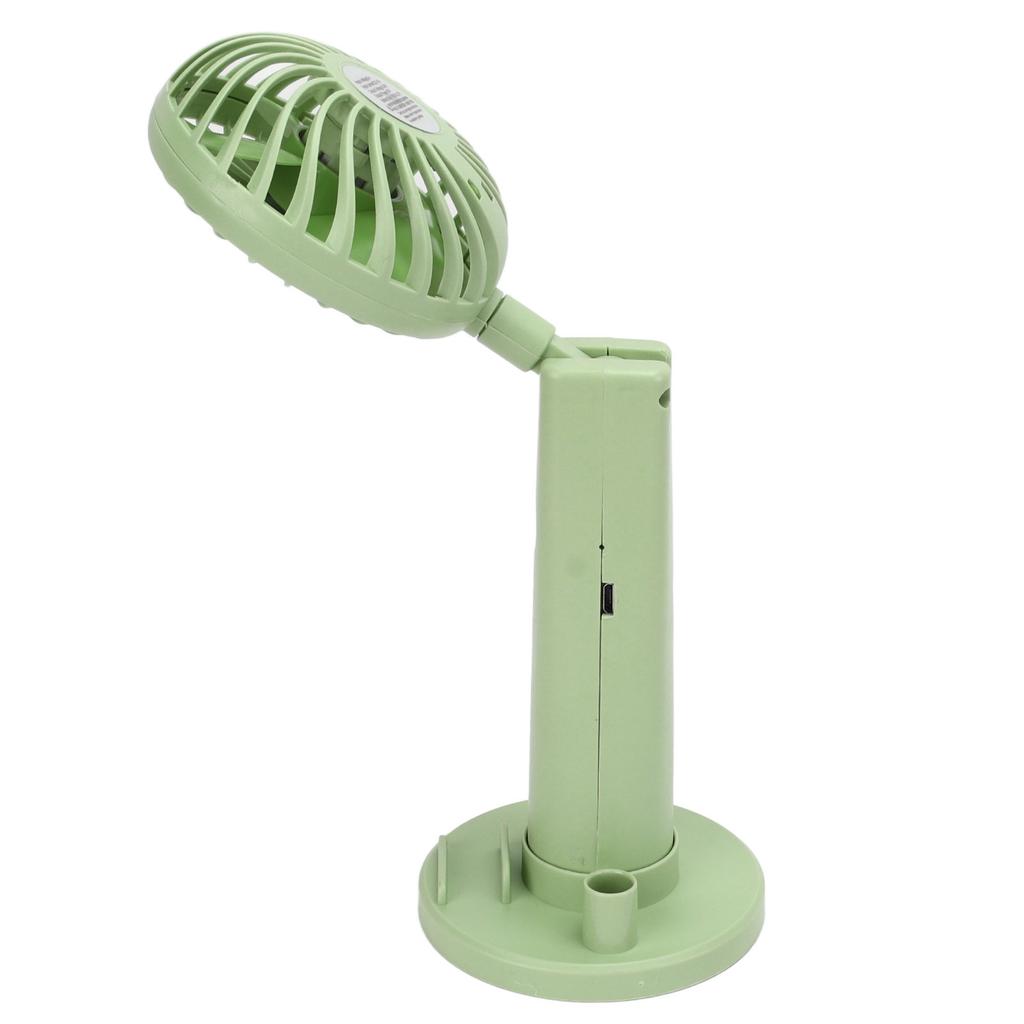 Portable Handheld Fan 3 Speed Wind Mini USB Rechargeable Fan with Cosmetic Mirror Phone Holder for Office Green