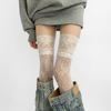 Spring And Summer Pure Lace Lace Boots Socks Retro Floral Fishnet Socks With Boots White Color Knee Socks Women