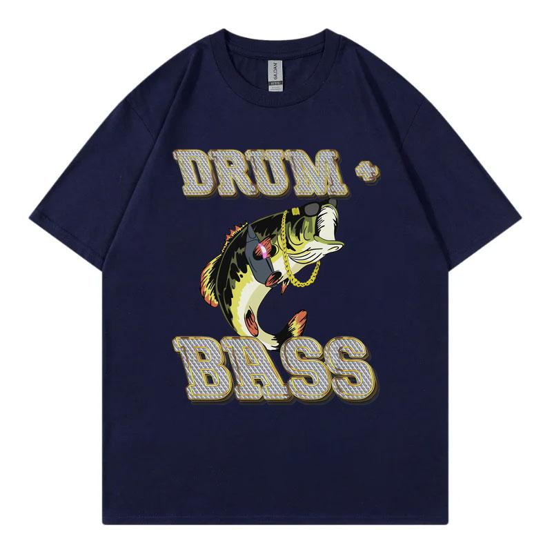 Drum and Bass Funny Fish Meme Graphic T Shirts Men Women Fashion Retro Short Sleeve Tshirt Summer Casual 100 Cotton Tshirts