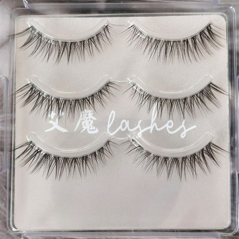 Aimo - Set aus 3 Paar: Natürliche, zarte künstliche Wimpern