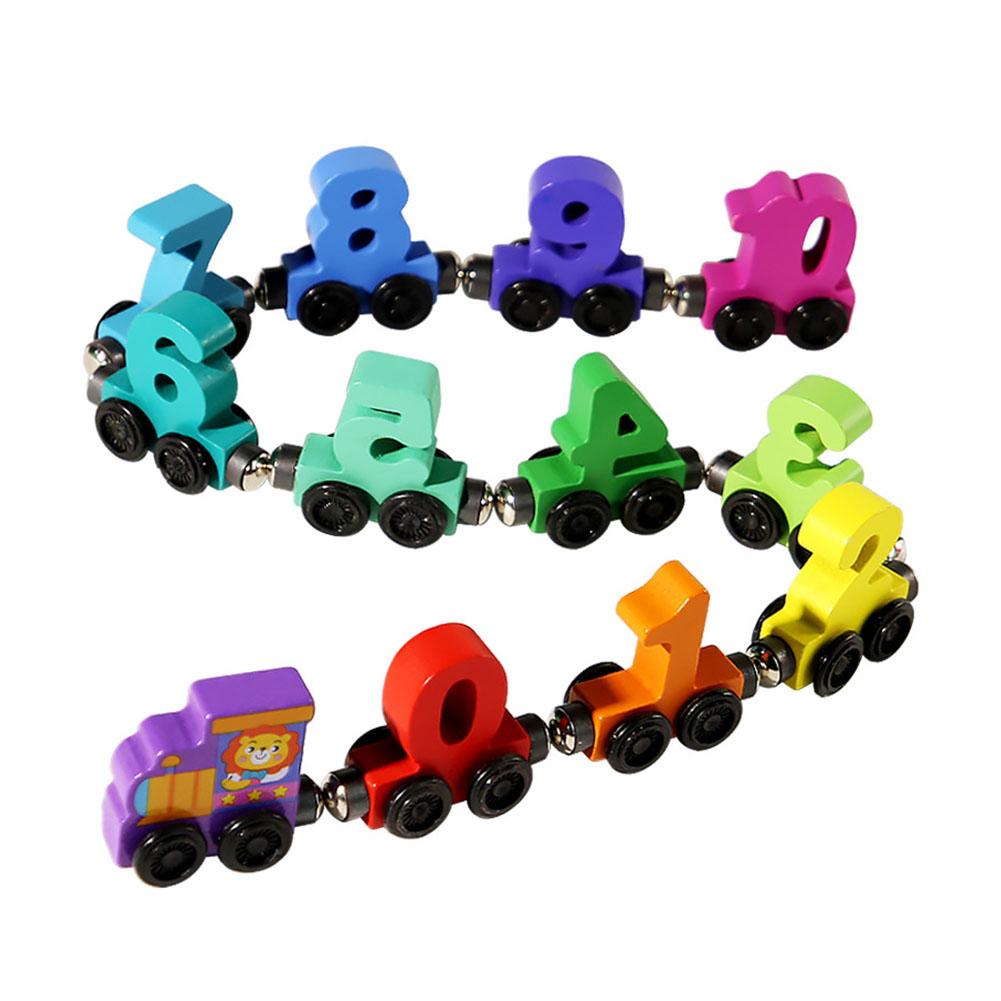 Wooden Magnetic Number Train Set For Kids Early Learning For Toddlers Counting Building Educati Q9L9