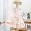 Girls' Floral Princess Dress - Fresh Mori Style with Thin Straps