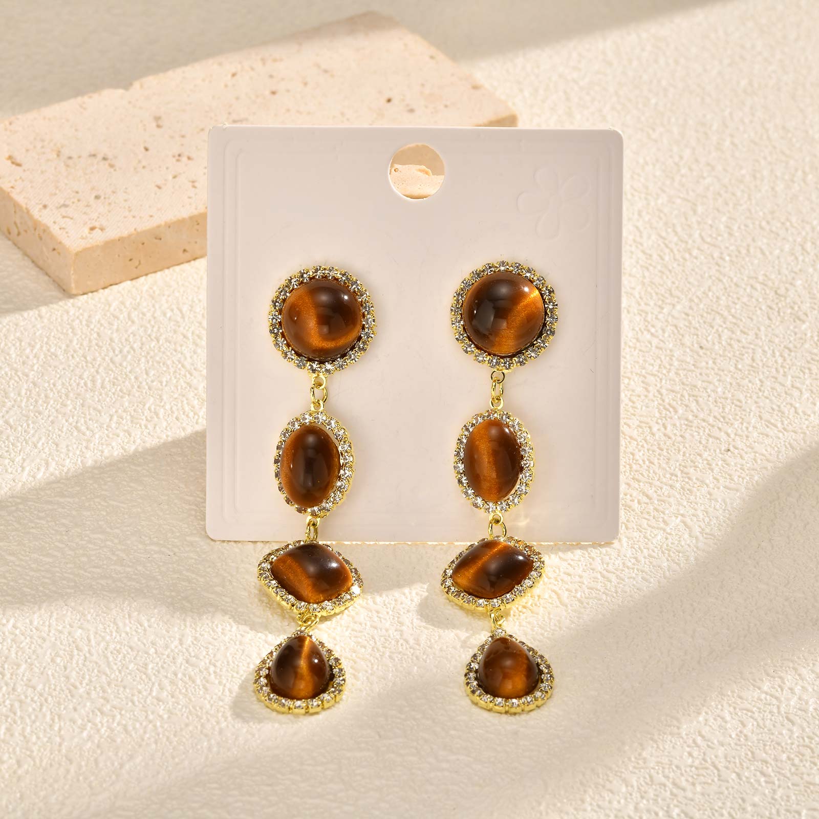 

Luxurious Zircon Tiger Eye Earrings,Female Engagement Party Jewelry Temperament Women Wedding Ceremony Accessories
