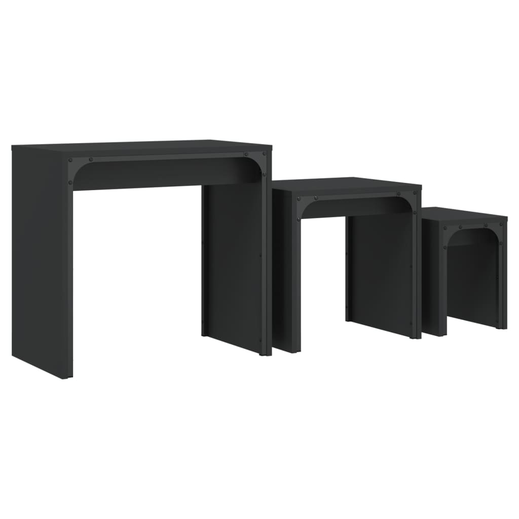 Nesting Tables Set 3 pcs Black Particleboard