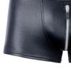 Men Panties Solid Color U Convex Open Crotch Zipper Underwear Faux Leather Good Stretch Briefs Underpants for Living Room