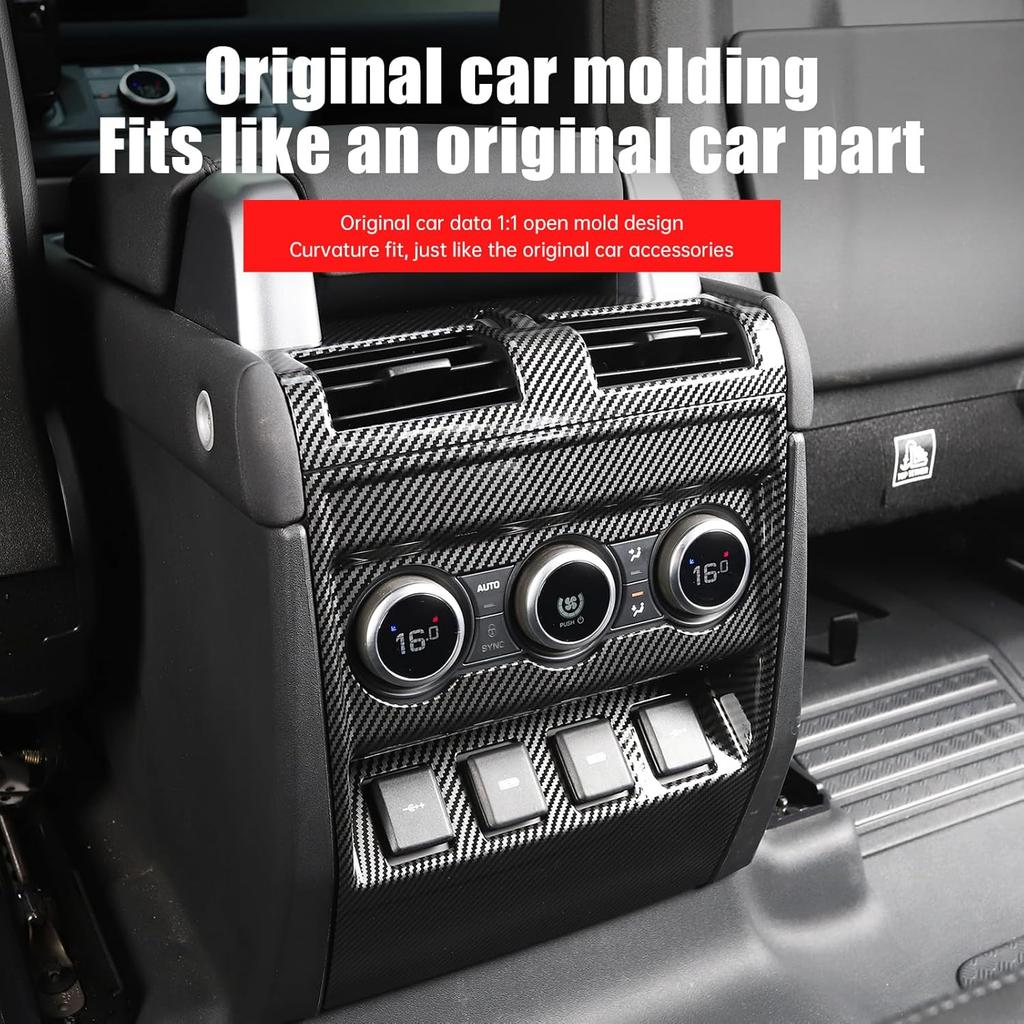 Hintere Anti-Kratz-Abdeckung für 2020-2025 2026 Land Rover Defender 90 110 130 Klimaanlagen-Lüftungsschlitze Schutzabdeckung Innenraum-Bedienknopf-Zierleiste Tuning