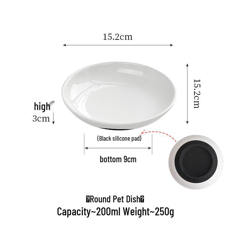 Minimalist Cat Paw & Fishbone Ceramic Pet Bowl with Anti-Spill Silicone Pad