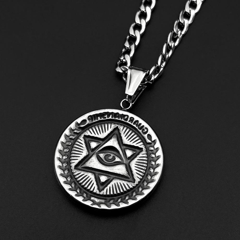 Jewish Israel Star of David GUARDIANSHIP Necklace Women Men Stainless Steel Eye of Providence Judaica Hexagram Chain Jewelry