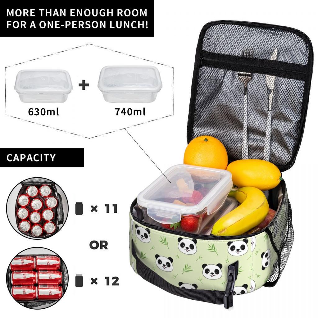 Borsa Termica per Pranzo con Disegno di Panda e Bambù per Donne Bambini Scatole per Alimenti Ermetiche Pranzo Termico Borsa Tote