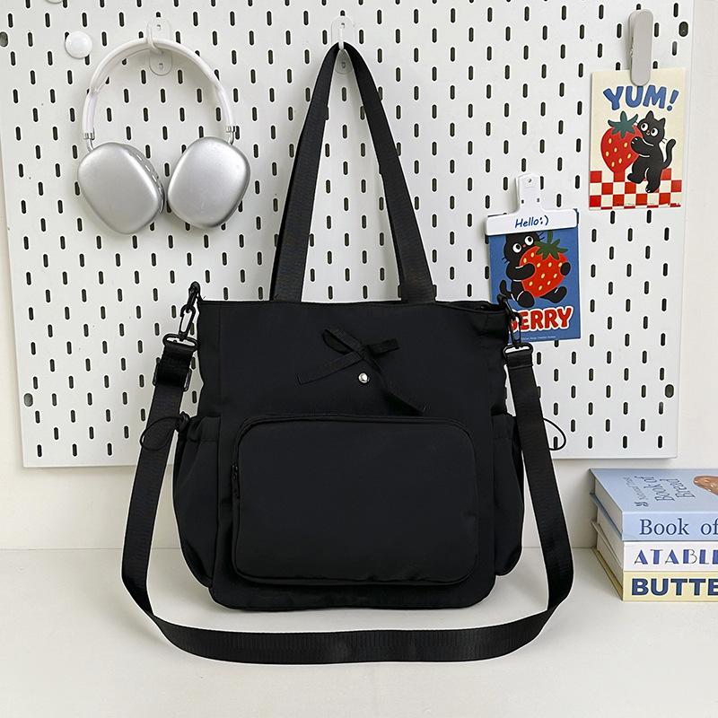 Schoolbag Ballet Style Bow Backpack Korean Version Niche Versatile Shoulder Bag Student Backpack Japanese Simple Solid Color Schoolbag