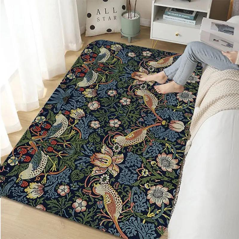 William Morris Strawberry Bathroom Rug Retro Style Carpet For Living Room Kitchen Bedroom Hotel Decor Non-Slip Floor Mat Doormat
