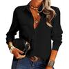 Casual Solid Color Women Loose Long Sleeve Shirt Single Breasted Lapel Pocket Stitching Fashion