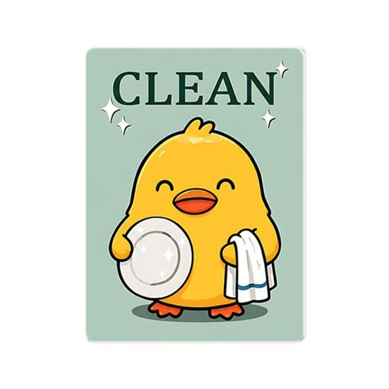 Heavy Duty Magnetic Sign Clean Dirty Dishwasher Magnet, Acrylic Cartoon Animal Sign, Double-Sided & Magnet for Kitchen Decoration Double Sided
